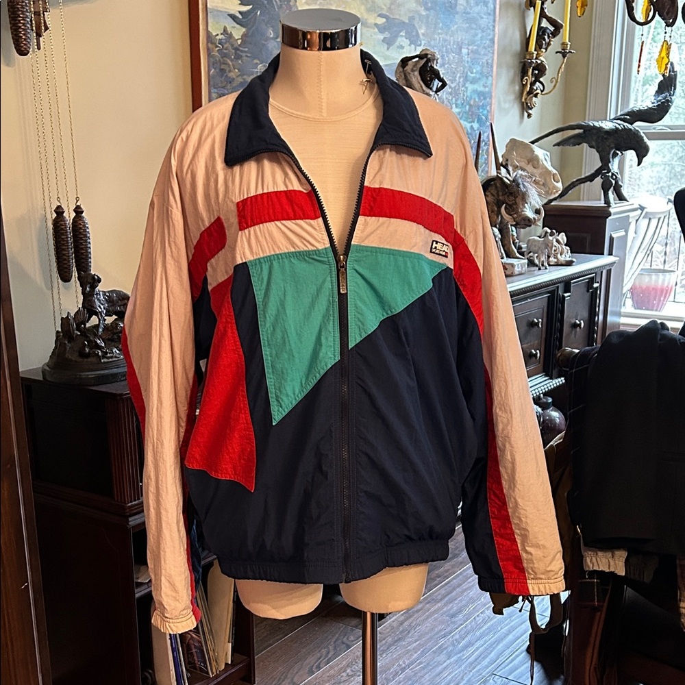 Vintage Head Sportswear Colorblock Zip Up Windbreaker Jacket Sz L